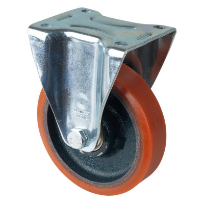 Roulette Manutention Fixe Polyuréthane - Ø125mm 200kg - Fix. Platine
