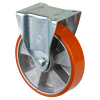 Roulette Manutention Fixe Polyuréthane - Ø200mm 400kg - Fix. Platine