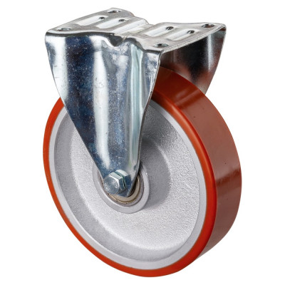 Roulette Manutention Fixe Polyuréthane - Ø200mm 500kg - Fix. Platine