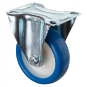 Roulette Manutention Fixe Polyuréthane bleu - Ø100mm 110kg - Fix. Platine