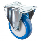 Roulette Manutention Fixe Polyuréthane bleu - Ø100mm 110kg - Fix. Platine