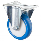 Roulette Manutention Fixe Polyuréthane bleu - Ø100mm 150kg - Fix. Platine