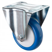 Roulette Manutention Fixe Polyuréthane bleu - Ø100mm 150kg - Fix. Platine