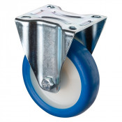 Roulette Manutention Fixe Polyuréthane bleu - Ø125mm 150kg - Fix. Platine