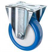 Roulette Manutention Fixe Polyuréthane bleu - Ø125mm 150kg - Fix. Platine