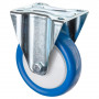 Roulette Manutention Fixe Polyuréthane bleu - Ø125mm 150kg - Fix. Platine