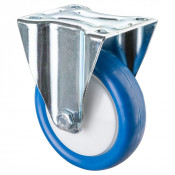 Roulette Manutention Fixe Polyuréthane bleu - Ø125mm 175kg - Fix. Platine
