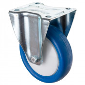 Roulette Manutention Fixe Polyuréthane bleu - Ø125mm 200kg - Fix. Platine
