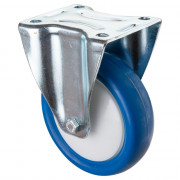 Roulette Manutention Fixe Polyuréthane bleu - Ø125mm 200kg - Fix. Platine