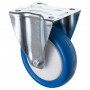 Roulette Manutention Fixe Polyuréthane bleu - Ø125mm 200kg - Fix. Platine