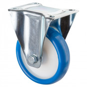 Roulette Manutention Fixe Polyuréthane bleu - Ø150mm 200kg - Fix. Platine