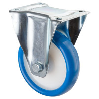 Roulette Manutention Fixe Polyuréthane bleu - Ø150mm 200kg - Fix. Platine Roulette Manutention Fixe Polyuréthane bleu - Ø150mm 200kg - Fix. Platine