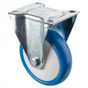 Roulette Manutention Fixe Polyuréthane bleu - Ø150mm 200kg - Fix. Platine