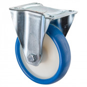 Roulette Manutention Fixe Polyuréthane bleu - Ø160mm 250kg - Fix. Platine