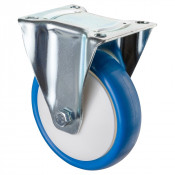 Roulette Manutention Fixe Polyuréthane bleu - Ø160mm 250kg - Fix. Platine