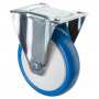 Roulette Manutention Fixe Polyuréthane bleu - Ø160mm 250kg - Fix. Platine