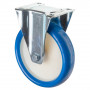 Roulette Manutention Fixe Polyuréthane bleu - Ø200mm 300kg - Fix. Platine
