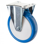 Roulette Manutention Fixe Polyuréthane bleu - Ø200mm 300kg - Fix. Platine