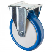 Roulette Manutention Fixe Polyuréthane bleu - Ø200mm 300kg - Fix. Platine