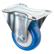 Roulette Manutention Fixe Polyuréthane bleu - Ø80mm 100kg - Fix. Platine