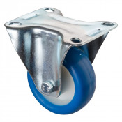 Roulette Manutention Fixe Polyuréthane bleu - Ø80mm 70kg - Fix. Platine
