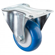 Roulette Manutention Fixe Polyuréthane bleu - Ø80mm 70kg - Fix. Platine