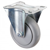 Roulette Manutention Fixe Polyuréthane gris, +/- - Ø100mm 110kg - Fix. Platine