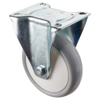 Roulette Manutention Fixe Polyuréthane gris, +/- - Ø150mm 200kg - Fix. Platine