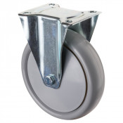 Roulette Manutention Fixe Polyuréthane gris, +/- - Ø200mm 300kg - Fix. Platine