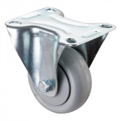 Roulette Manutention Fixe Polyuréthane gris, +/- - Ø80mm 70kg - Fix. Platine