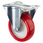 Roulette Manutention Fixe Polyuréthane rouge - Ø100mm 140kg - Fix. Platine