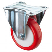 Roulette Manutention Fixe Polyuréthane rouge - Ø100mm 150kg - Fix. Platine