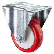 Roulette Manutention Fixe Polyuréthane rouge - Ø100mm 150kg - Fix. Platine