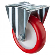 Roulette Manutention Fixe Polyuréthane rouge - Ø125mm 175kg - Fix. Platine