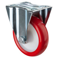 Roulette Manutention Fixe Polyuréthane rouge - Ø125mm 175kg - Fix. Platine