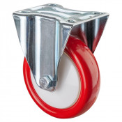 Roulette Manutention Fixe Polyuréthane rouge - Ø125mm 175kg - Fix. Platine