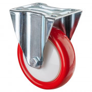 Roulette Manutention Fixe Polyuréthane rouge - Ø125mm 175kg - Fix. Platine