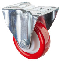 Roulette Manutention Fixe Polyuréthane rouge - Ø125mm 400kg - Fix. Platine