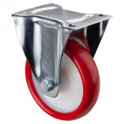Roulette Manutention Fixe Polyuréthane rouge - Ø150mm 240kg - Fix. Platine