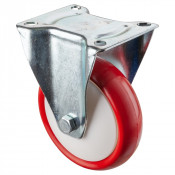 Roulette Manutention Fixe Polyuréthane rouge - Ø150mm 250kg - Fix. Platine