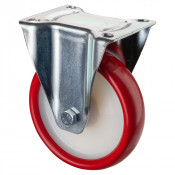 Roulette Manutention Fixe Polyuréthane rouge - Ø160mm 300kg - Fix. Platine