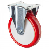 Roulette Manutention Fixe Polyuréthane rouge - Ø200mm 300kg - Fix. Platine