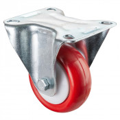 Roulette Manutention Fixe Polyuréthane rouge - Ø80mm 100kg - Fix. Platine