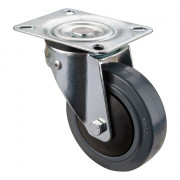 Roulette Manutention Pivotante Caoutchouc élastique gris - Ø100mm 150kg - Fix. Platine