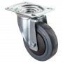 Roulette Manutention Pivotante Caoutchouc élastique gris - Ø100mm 150kg - Fix. Platine