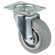 Roulette Manutention Pivotante Caoutchouc élastique gris - Ø100mm 150kg - Fix. Platine