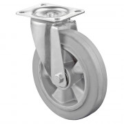 Roulette Manutention Pivotante Caoutchouc élastique gris - Ø125mm 150kg - Fix. Platine