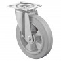Roulette Manutention Pivotante Caoutchouc élastique gris - Ø125mm 150kg - Fix. Platine