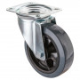 Roulette Manutention Pivotante Caoutchouc élastique gris - Ø160mm 300kg - Fix. Platine