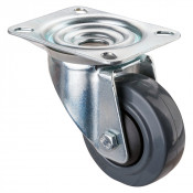 Roulette Manutention Pivotante Caoutchouc élastique gris - Ø80mm 120kg - Fix. Platine